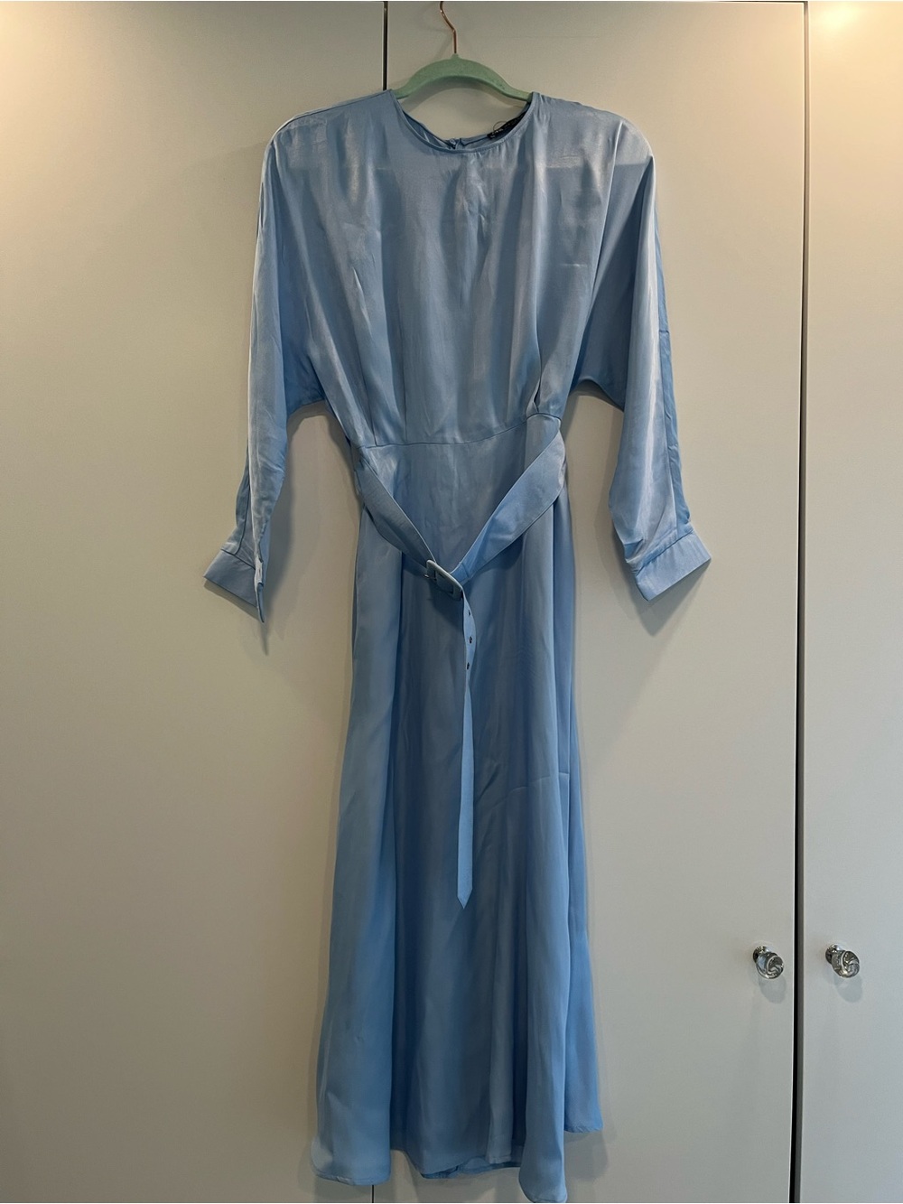 NEW Elegant Light Blue Women’s Belted Dress classy